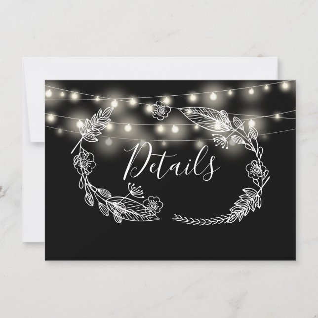 Carte de détails du Mariage Black and White String (Devant)