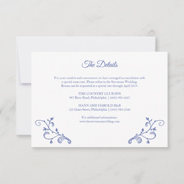 Carte de détails du Mariage bleu victorien (Devant)
