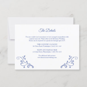Carte de détails du Mariage bleu victorien