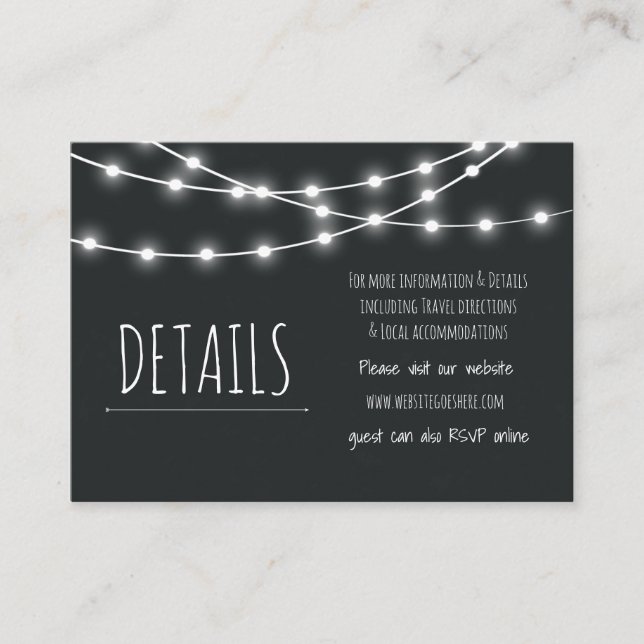 Carte de détails du Mariage Chic Chalkboard (Devant)