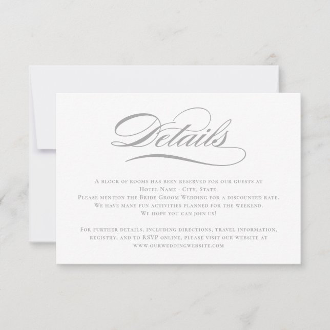 Carte de détails du Mariage de couleur modifiable  (Devant)