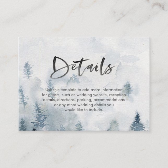 Carte de détails du mariage de forêt d'aquarelle (Devant)