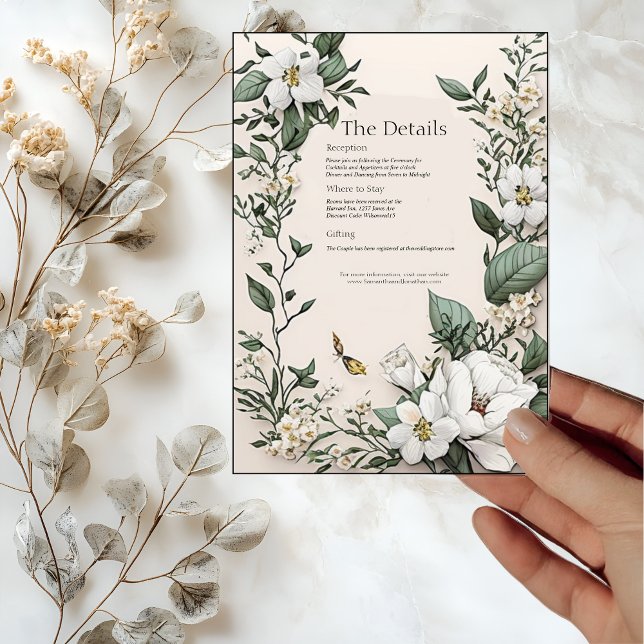 Carte de détails du Mariage de papillon Magnolias  (Créateur téléchargé)