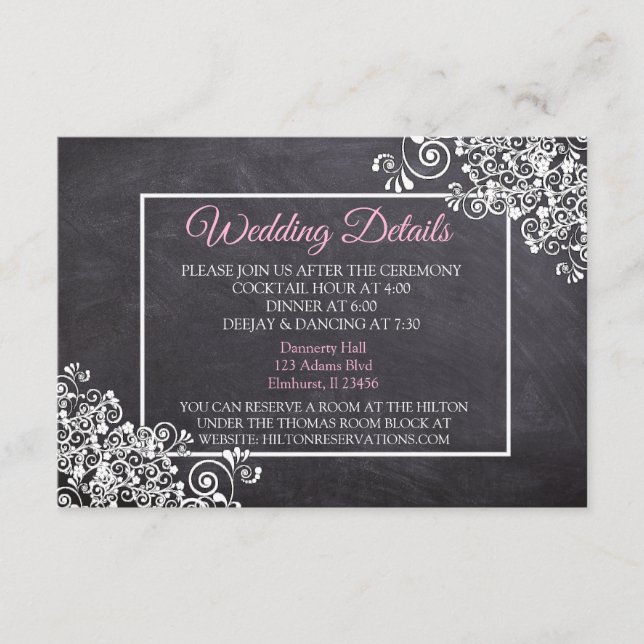 Carte de détails du Mariage de tableau noir (Devant)