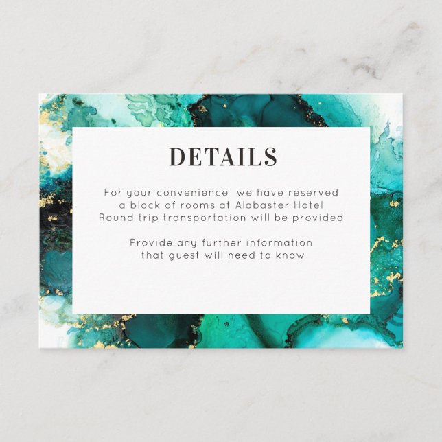 Carte de détails du Mariage Emerald Jewel (Devant)