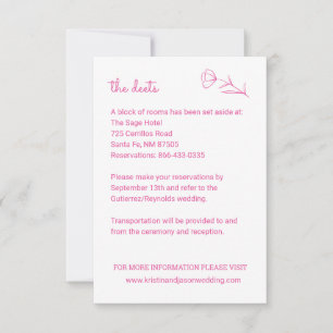 Carte de détails du Mariage fleur sauvage avec cod