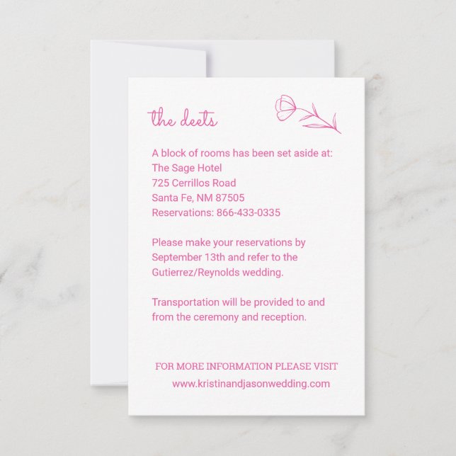 Carte de détails du Mariage fleur sauvage avec cod (Devant)