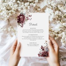 Carte de détails du Mariage floral Sage Green & Bo
