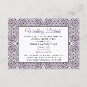 Carte de détails du Mariage Mandala noir et violet