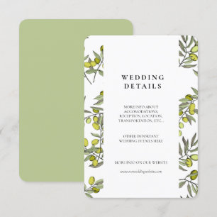 Carte de détails du mariage motif des branches d'o