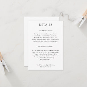 Carte de détails du Mariage Portait