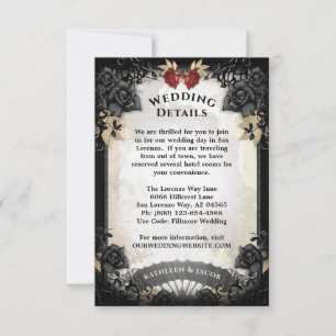 Carte de détails du Mariage Rose Halloween Elegant