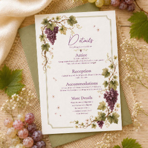 Carte de détails élégants de raisins violets de vi