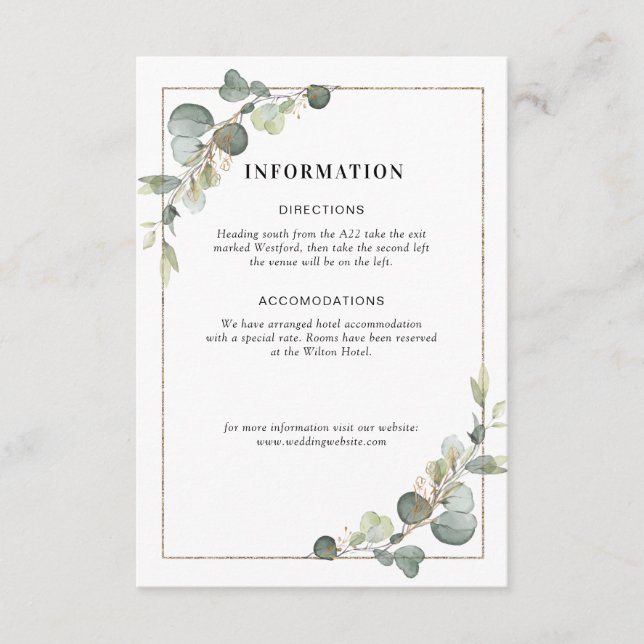 carte de détails géométriques du mariage eucalyptu (Devant)