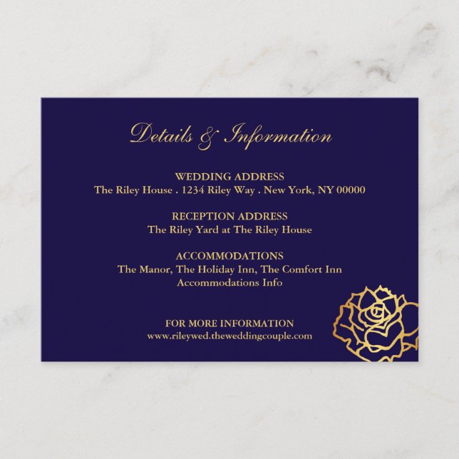 Carte de détails Golden Roses - Bleue (Devant)