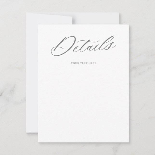 Carte de détails Gris blanc Mariage Gris Gris Gris (Devant)