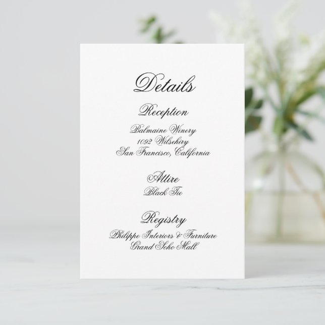 Carte de détails mariage (Debout devant)