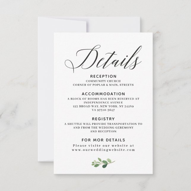 Carte de détails mariage (Devant)