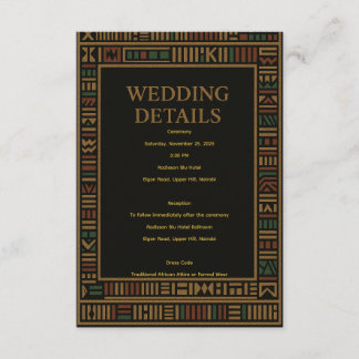 Carte de détails Mariage africain Kente