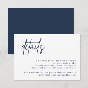 Carte de détails Mariage bleu marine