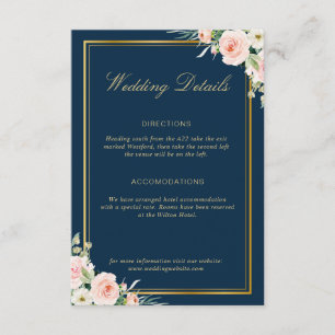 carte de détails mariage cadre or classique