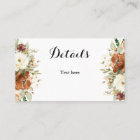 Carte de détails mariage floral d'automne