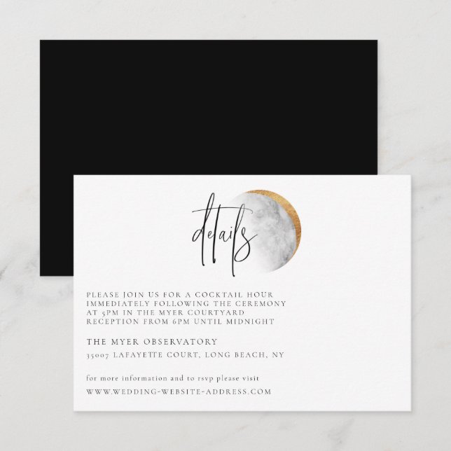 Carte de détails Mariage Lune dorée (Devant / Derrière)