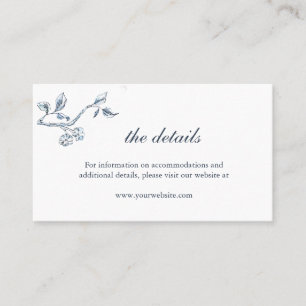 Carte de détails mariage simple bleu et blanc