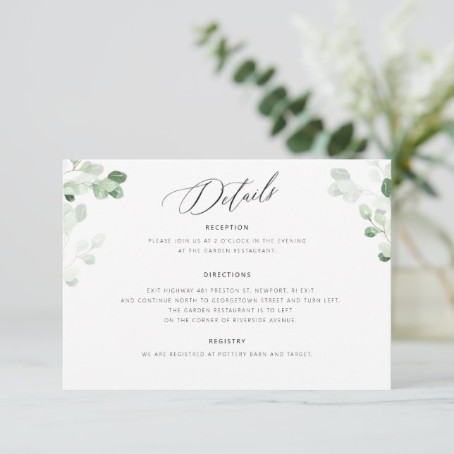 Carte de détails Mariage végétal végétal (Debout devant)
