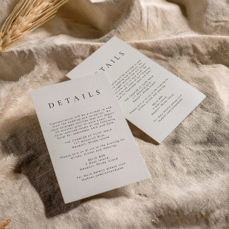 Carte de détails minimaliste du Mariage