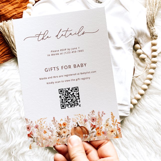 Carte de détails pour la Baby Shower thème Florais (Créateur téléchargé)