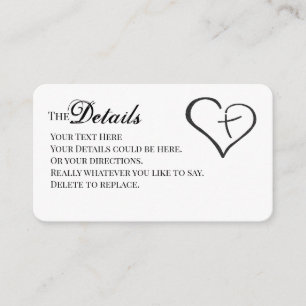 Carte de détails religieux Black Crossed Heart