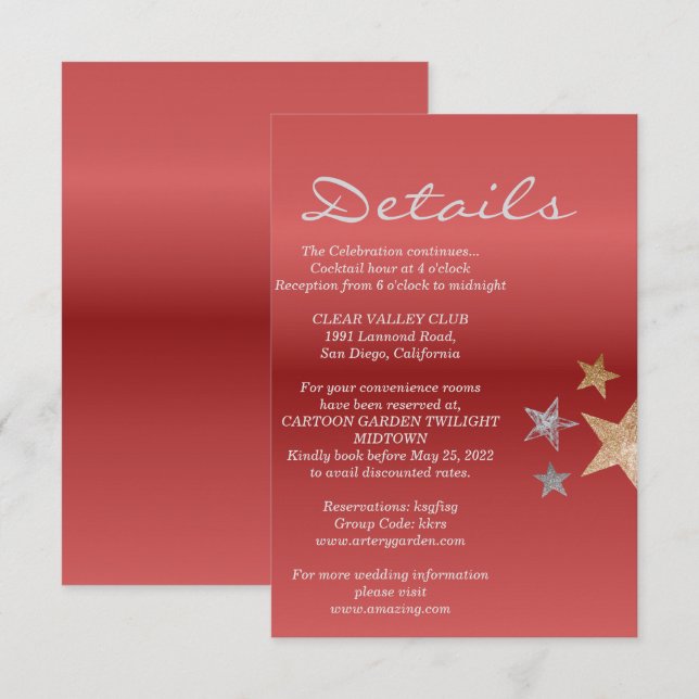 Carte de détails rose or (Devant / Derrière)