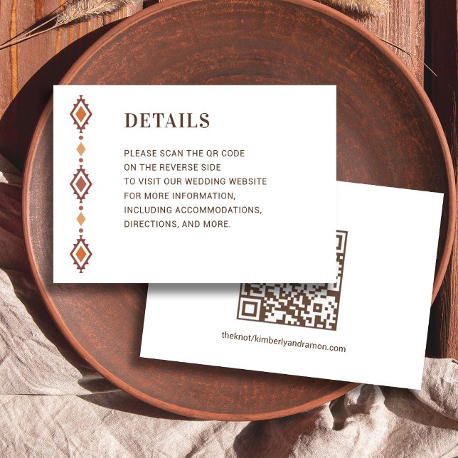 Carte de détails Rustique Western Mariage avec cod (Rustic Western Wedding Details Card with QR Code)