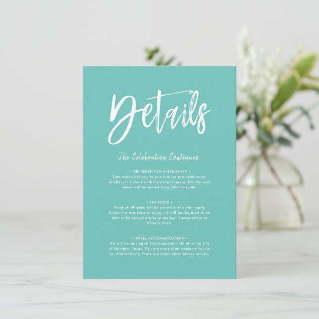 Carte de détails | Script vert à la menthe (Debout devant)