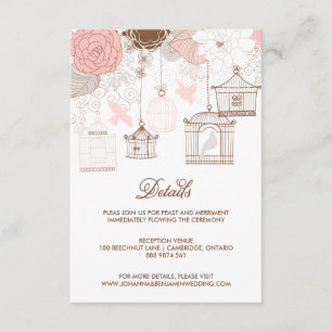 Carte de détails sur les oiseaux Whimsical Rose