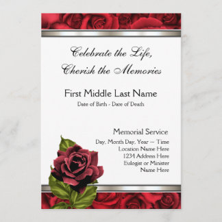 Carte de deuil à la rose rouge Annonce funéraire