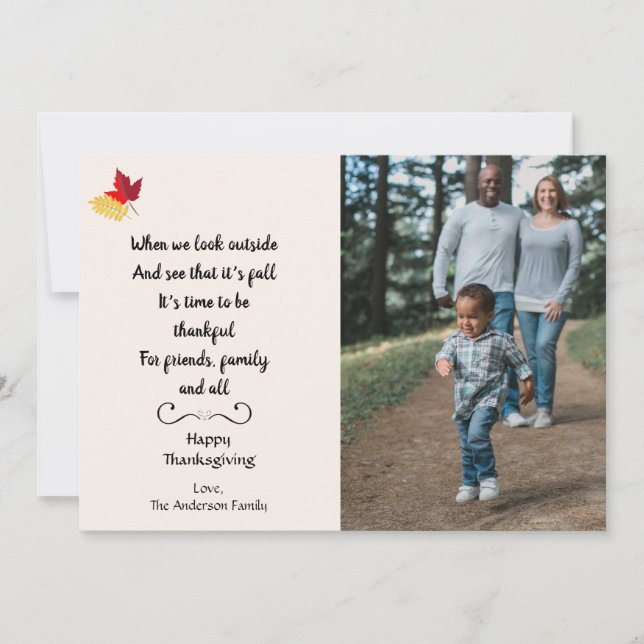 Carte de devis photo Bon thanksgiving automne (Devant)