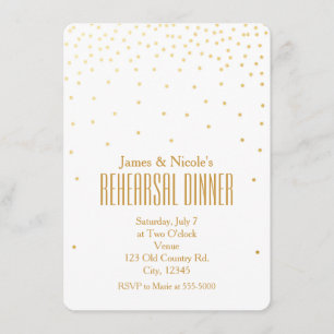 Carte de dîner de répétition à pois confettis blan