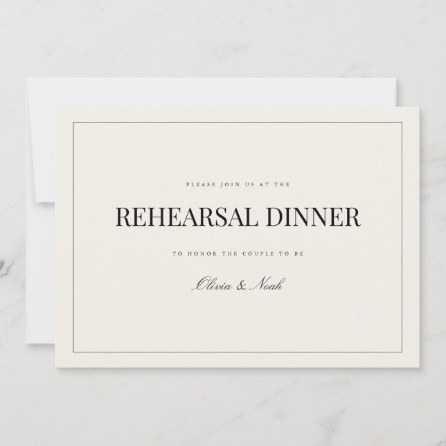 Carte de Dîner De Répétition Beige Moderne Et Élég (Devant)