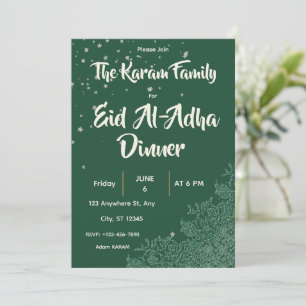 Carte de dîner vert de l'Aïd al-Adha 