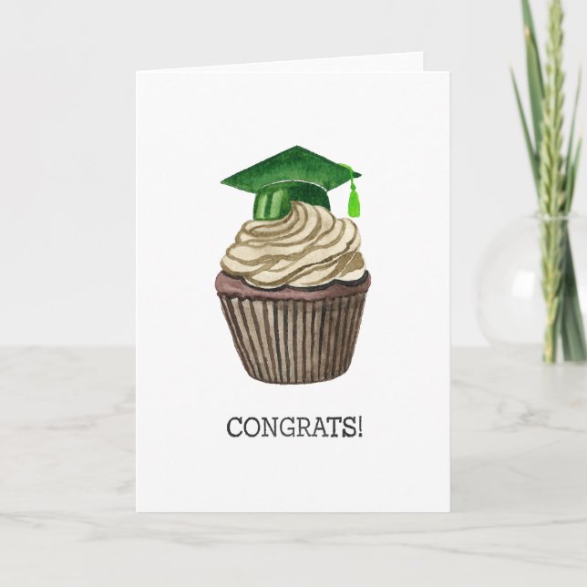 Carte de diplôme, Casquette d'aquarelle avec Cupca (Devant)