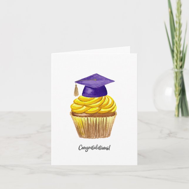 Carte de diplôme, Casquette d'aquarelle avec Cupca (Devant)