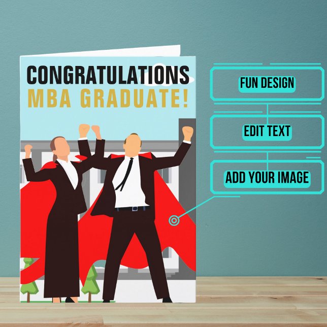 Carte de diplôme d'entreprise MBA (The design features two MBA graduates ready to rule the world.)