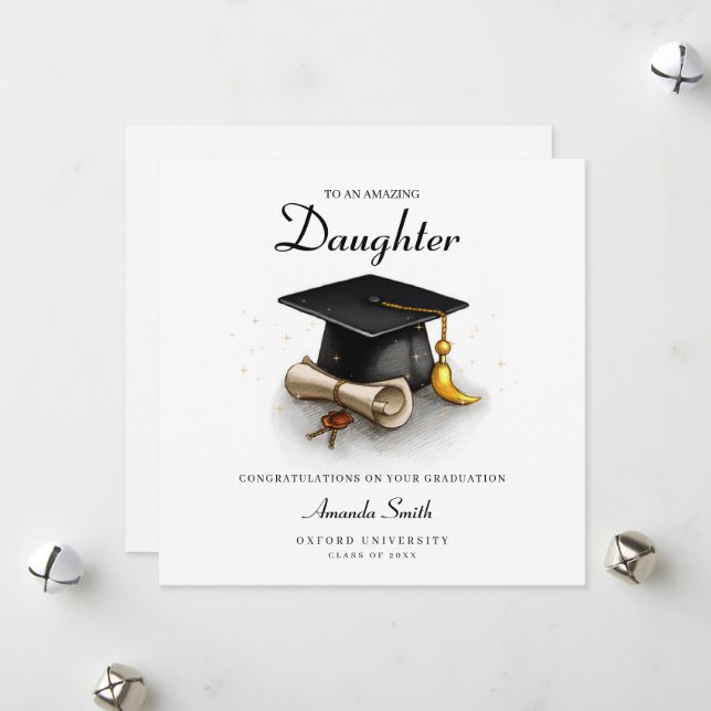 Carte de diplôme pour fille, carte de diplôme (Devant/Arrière en situation)