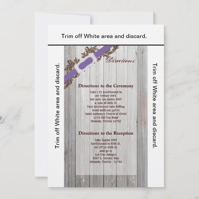 Carte de direction 3.5x6 Bande de diamant en bois  (Devant)