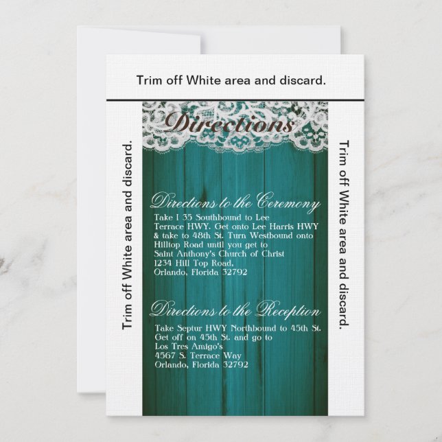 Carte de direction 3,5x6 Bois Turquoise (Devant)