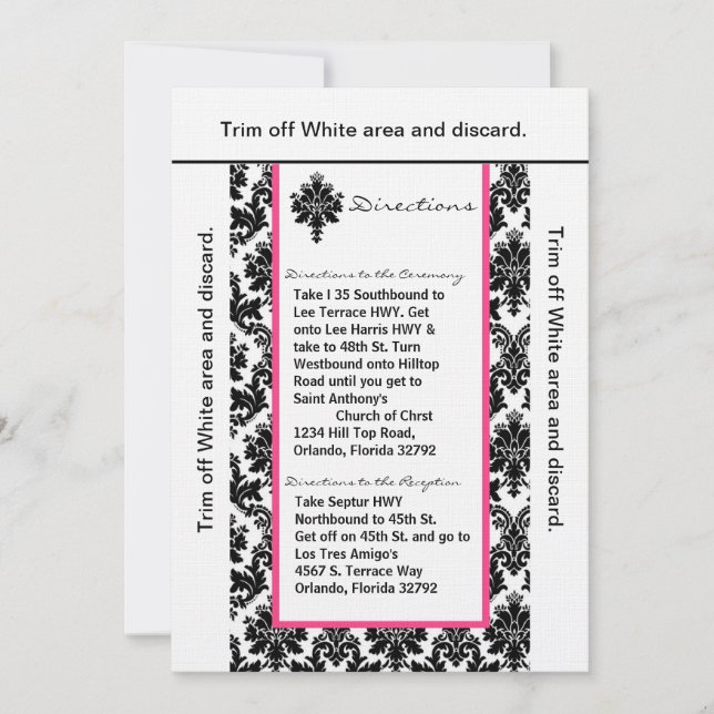 Carte de direction 3,5x6 Damas roses noires (Devant)