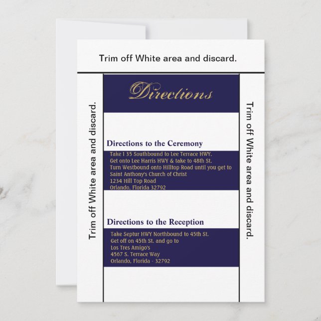 Carte de direction 3.5x6 Grille moderne Marine Whi (Devant)