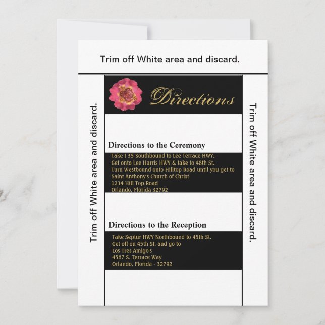 Carte de direction 3.5x6 Grille moderne Noir Blanc (Devant)